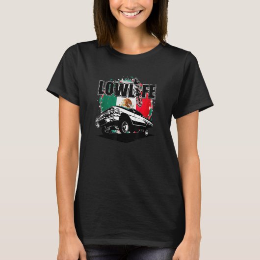 Chicano Cholo Mexico Flag 3 Wheelin Mannen Lowride T-shirt (Voorkant)