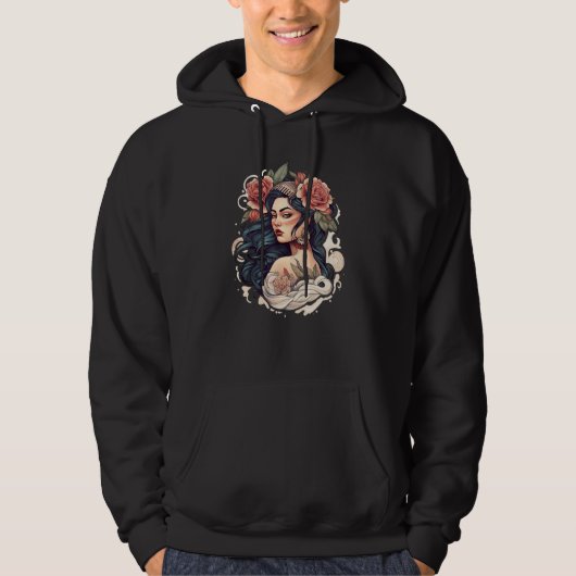 Chicano Girl Mexico Flowers Death Pretty 10 Hoodie (Voorkant)