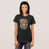 Chicano Girl Mexico Flowers Death Pretty 2 T-shirt (Voorkant volledig)