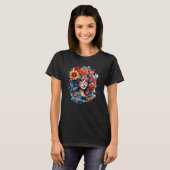 Chicano Girl Mexico Flowers Death Pretty 8 T-shirt (Voorkant volledig)