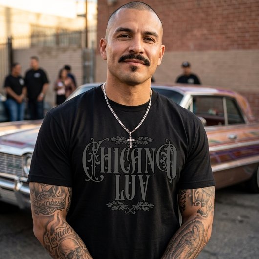 Chicano-liefde zwarte aangepaste naam t-shirt