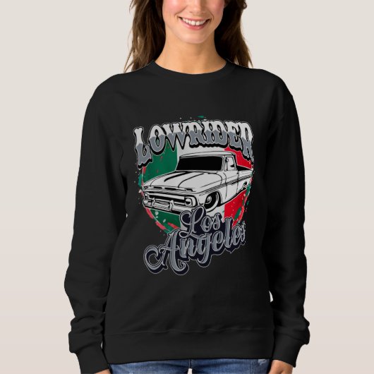 Chicano Low Rider Truck Mexican Flag Los Angeles L Trui (Voorkant)