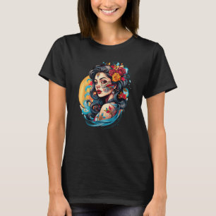 Chicano Meisje Mexico Bloemen Dood 2 T-shirt