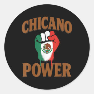 Chicano Power Mexicaanse Mexicaanse Vlag Bruin Lat Ronde Sticker