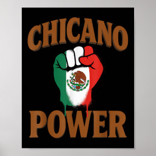 Chicano Power Mexicaanse Mexicaanse Vlag Bruine La Poster