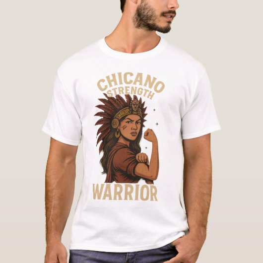 Chicano Strength – Fierce Warrior Latina Art T-shirt (Voorkant)