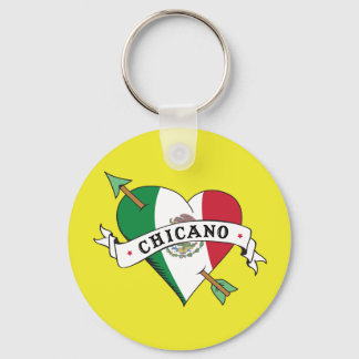 Chicano Tattoo Heart met Mexicaanse vlag Sleutelhanger
