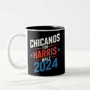 Chicanos voor Harris Walz 2024 presidents- Tweekleurige Koffiemok
