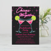 Chicas en Margaritas Neon Roze vrijgezellenfeest Kaart (Staand voorkant)
