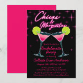 Chicas en Margaritas Neon Roze vrijgezellenfeest Kaart (Voorkant / Achterkant)