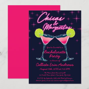 Chicas en Margaritas Neon Roze vrijgezellenfeest Kaart