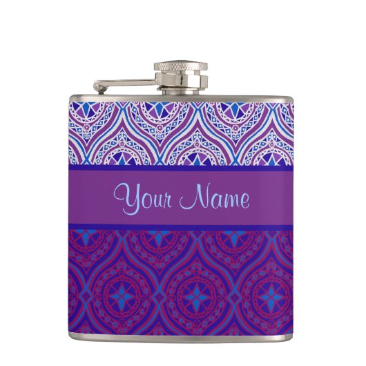 ChiccHip-kolf om Paarse ogee patronen aan te passe Heupfles (Voorkant)