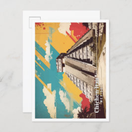 Chicen Itza Mexico Pop Art Travel Illustratie Briefkaart