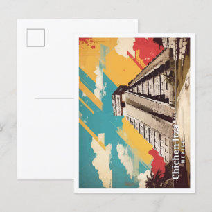 Chicen Itza Mexico Pop Art Travel Illustratie Briefkaart