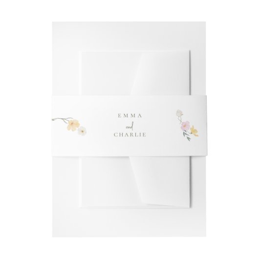 Chich Pastel bloemen bruiloft uitnodiging buik ban Uitnodigingen Wikkel (Voorkant Voorbeeld)