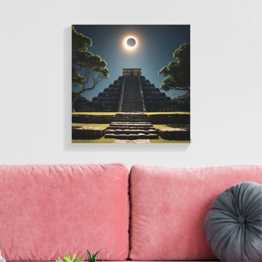 Chichen Itza Eclipse Canvas Afdruk (Insitu (Woonkamer))