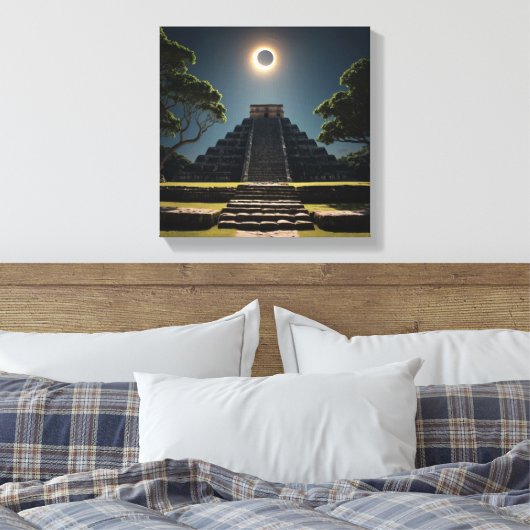 Chichen Itza Eclipse Canvas Afdruk (Insitu (Slaapkamer))