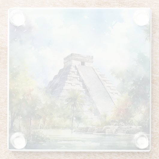 Chichen Itza Glazen Onderzetter (Achterkant)