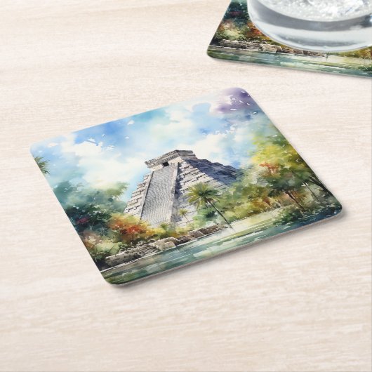 Chichen Itza Kartonnen Onderzetters (Schuin)