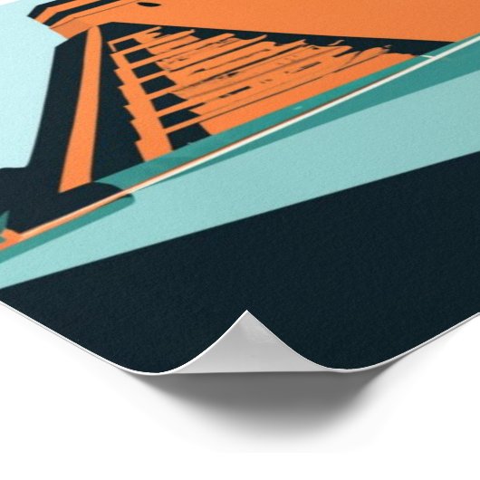 Chichen Itza Mayan Tempel in Mexico Reizen Poster (Hoek)