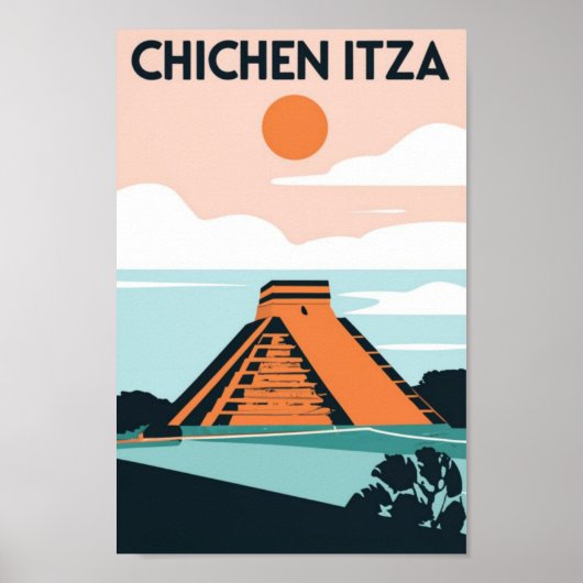 Chichen Itza Mayan Tempel in Mexico Reizen Poster (Voorkant)
