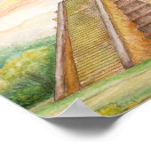 Chichen Itza Mayan Tempel in Mexico Tekening Poster (Hoek)