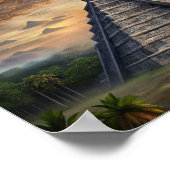 Chichen Itza Mayan Tempel in Mexico Zonsondergang Poster (Hoek)