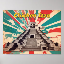 Chichen Itza Mexico Pop Art Reisillustratie Poster