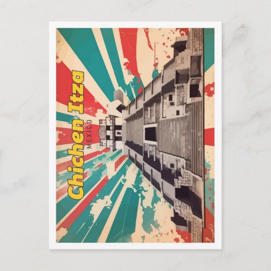 Chichen Itza Mexico Pop Kunst Reizen Illustratie Briefkaart (Voorkant)