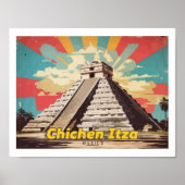 Chichen Itza Mexico Pop Kunst Reizen Illustratie Poster (Voorkant)