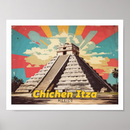 Chichen Itza Mexico Pop Kunst Reizen Illustratie Poster