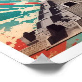 Chichen Itza Mexico Pop Kunst Reizen Illustratie Poster (Hoek)