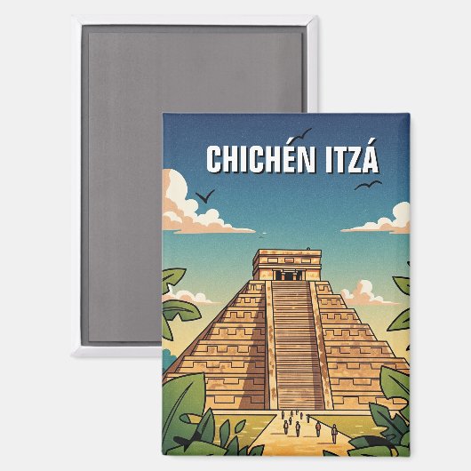 Chichen Itza Mexico Reizen Magneet (Voorkant / Achterkant)