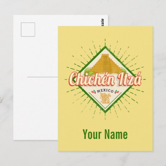 Chichen Itza Mexico Retro Mayan  Yucatan Briefkaart (Voorkant / Achterkant)