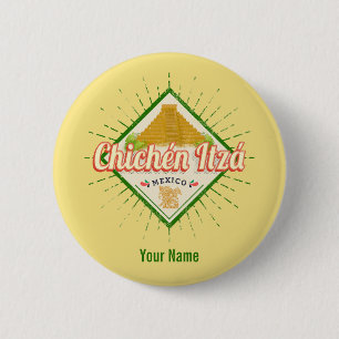 Chichen Itza Mexico Retro Mayan Yucatan Ronde Button 5,7 Cm