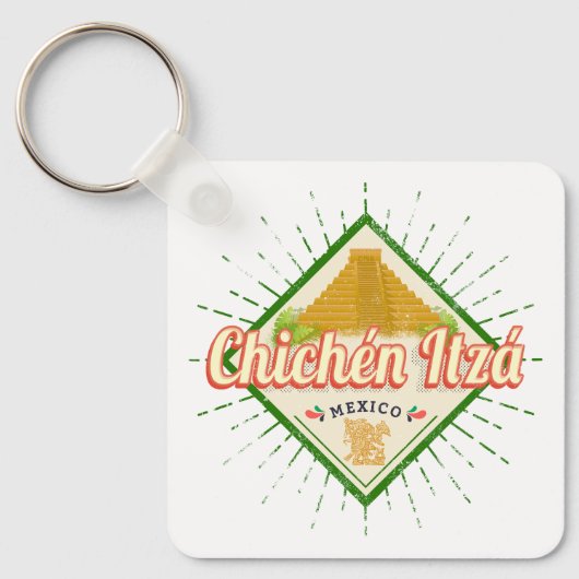 Chichen Itza Mexico Retro Mayan Yucatan Sleutelhanger (Voorkant)