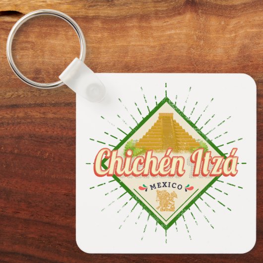 Chichen Itza Mexico Retro Mayan  Yucatan Sleutelhanger (Voorkant)