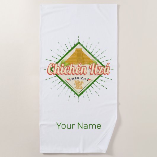 Chichen Itza Mexico Retro Mayan  Yucatan Strandlaken (Voorkant)