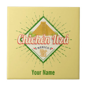 Chichen Itza Mexico Retro Mayan  Yucatan Tegeltje