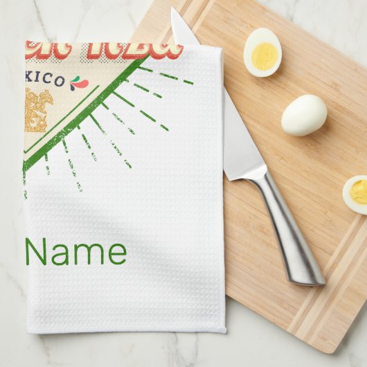 Chichen Itza Mexico Retro Mayan  Yucatan Theedoek (Quarter Fold)