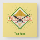 Chichen Itza Mexico Retro Mayan Yucatan Vierkante Klok (Voorkant)