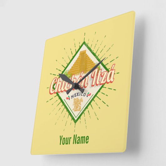 Chichen Itza Mexico Retro Mayan Yucatan Vierkante Klok (Hoek)