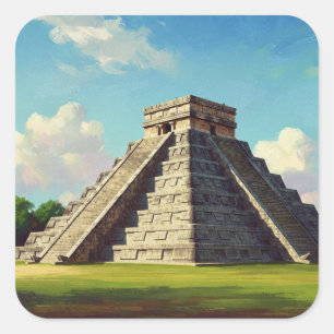 Chichen Itza Mexico Travel Beach Vierkante Sticker
