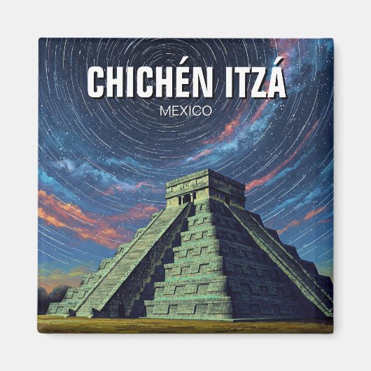 Chichen Itza Mexico Travel Night Stars Magneet (Voorkant)