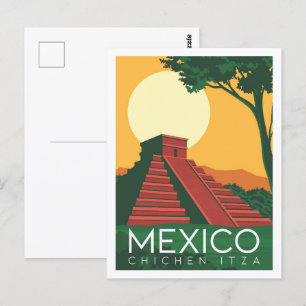 Chichen Itza Mexico Travel Place Illustratie Briefkaart