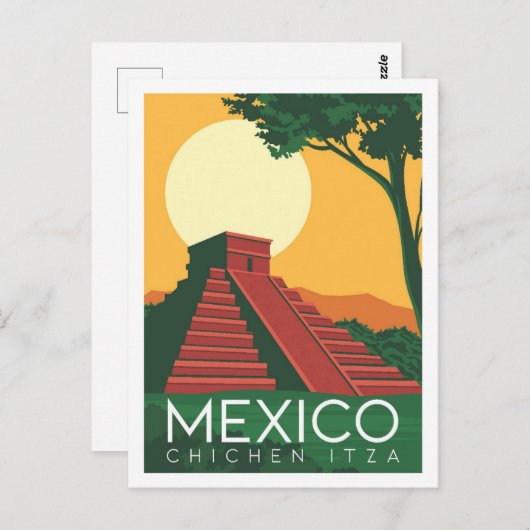 Chichen Itza Mexico Travel Place Illustratie Briefkaart (Voorkant / Achterkant)
