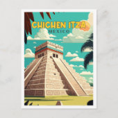 Chichen Itza Mexico vintage reisillustratie Briefkaart (Voorkant)