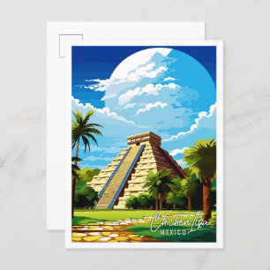 Chichen Itza Mexico vintage reisillustratie Briefkaart