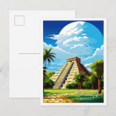 Chichen Itza Mexico vintage reisillustratie Briefkaart (Voorkant / Achterkant)