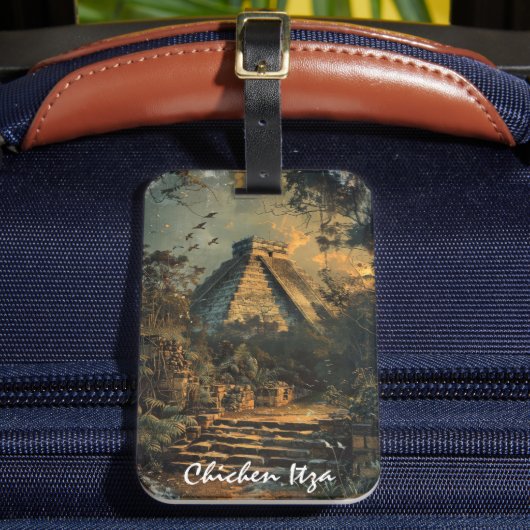 Chichen Itza Mexico Vintage Travel ArtWork Bagagelabel (Voorkant Insitu 2)